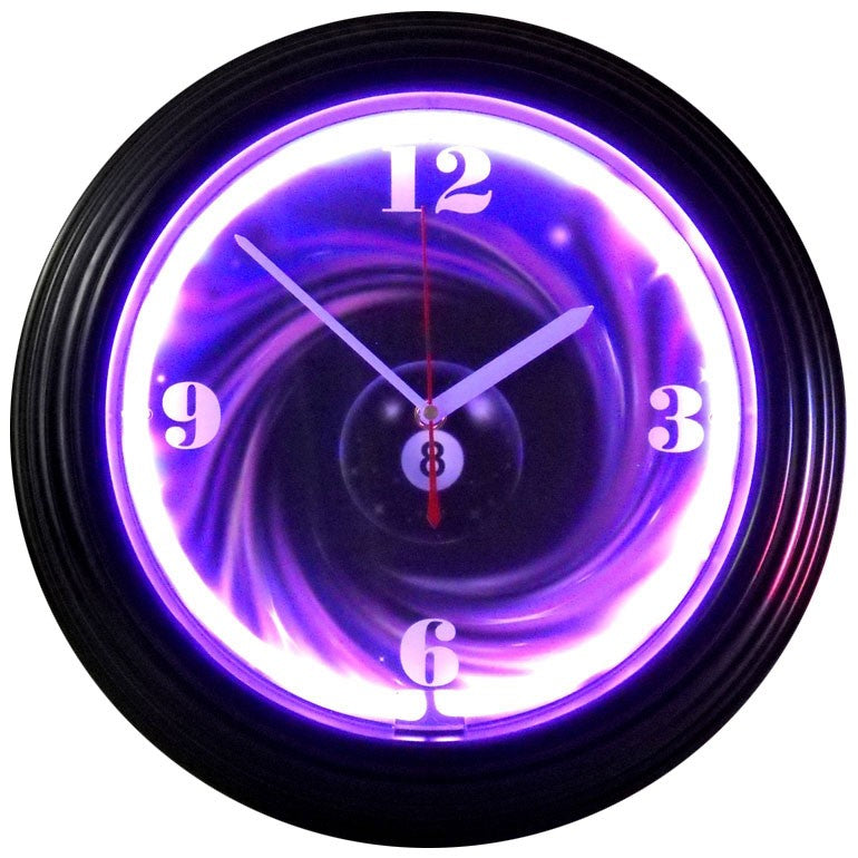 Eight Ball Swirl Neon Clock