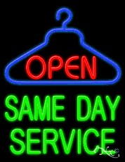 Same Day Service Open Business Neon Sign