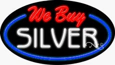 We Buy Silver Oval Neon Sign