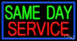 Same Day Service Business Neon Sign