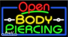 Body Piercing Open Neon Sign