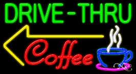 Drive Thru Coffee Business Neon Sign