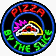 Pizza by the Slice2 Circle Shape Neon Sign